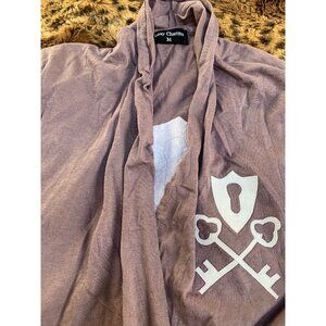 New Lexy Charms Couture Womens Medium Brown Open Front Cardigan Sweater